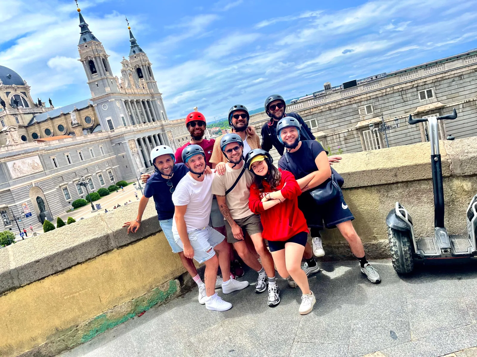 Segway group above the Manzanares river in Madrid