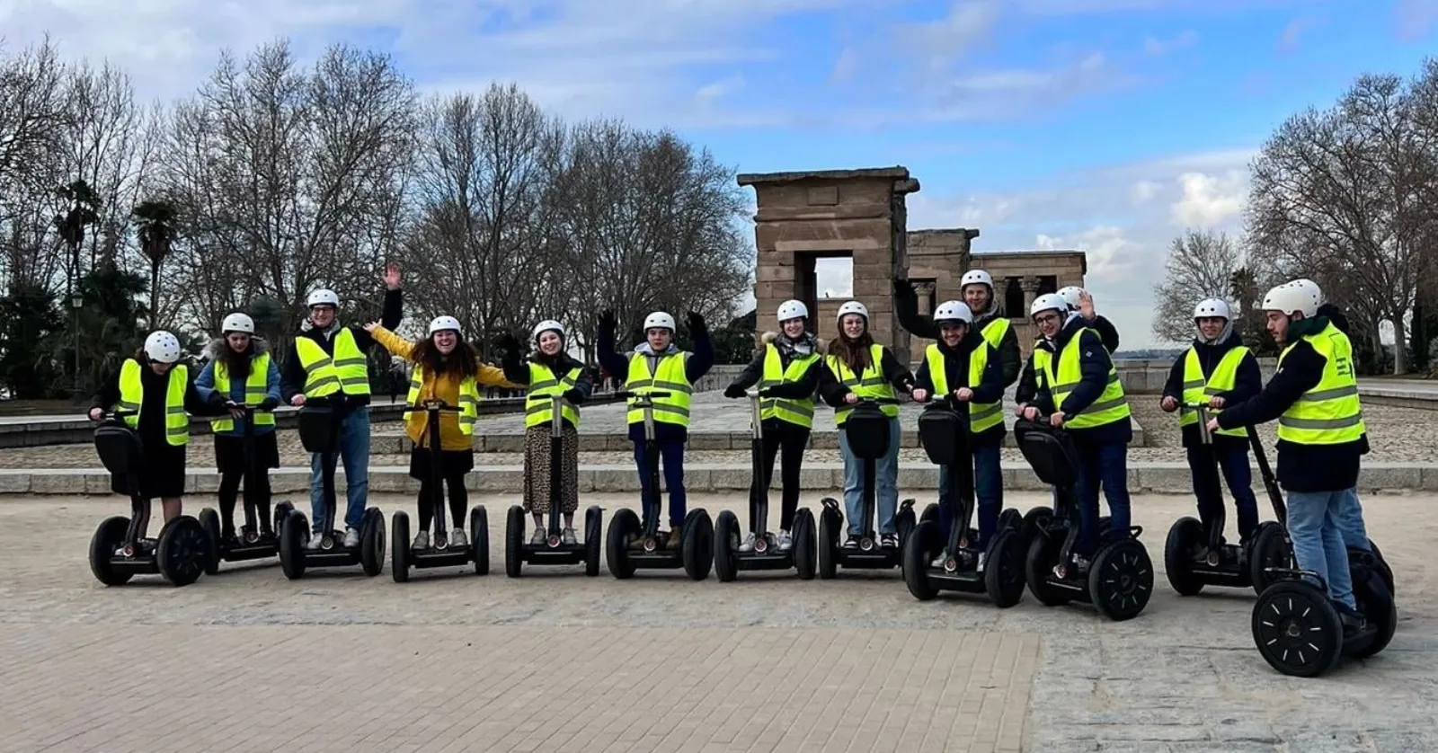Segway group in front of the Templo de Debod in Madrid