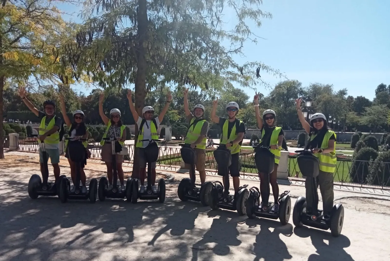 Segway group lined up on an esplanade in central Madrid