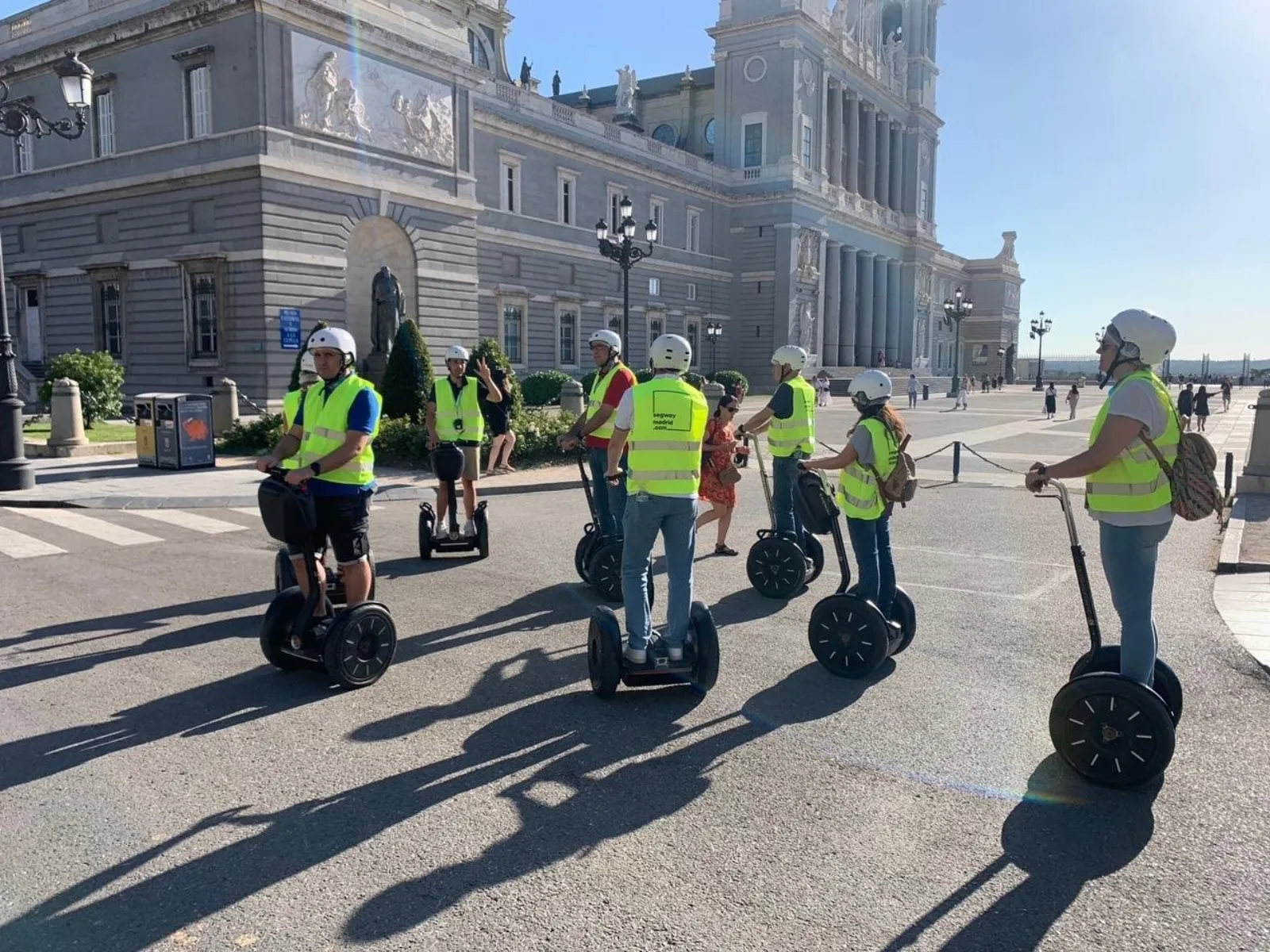 Riders on Segways at the Royal Palace and Almudena Cathedral