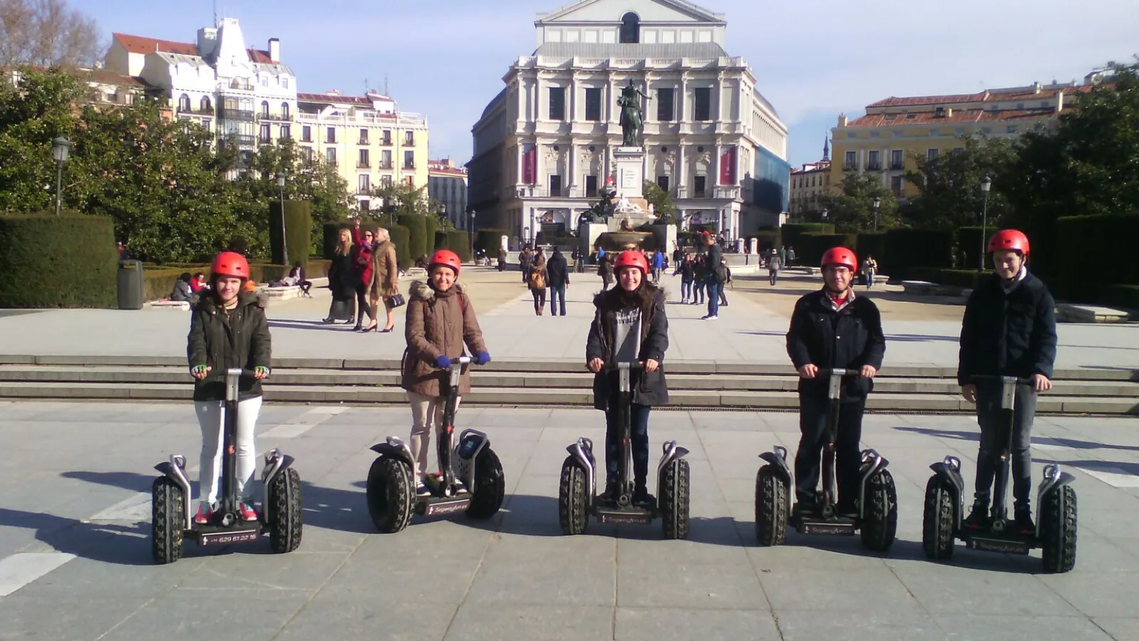 Segway riders in Plaza de Oriente beside the Teatro Real