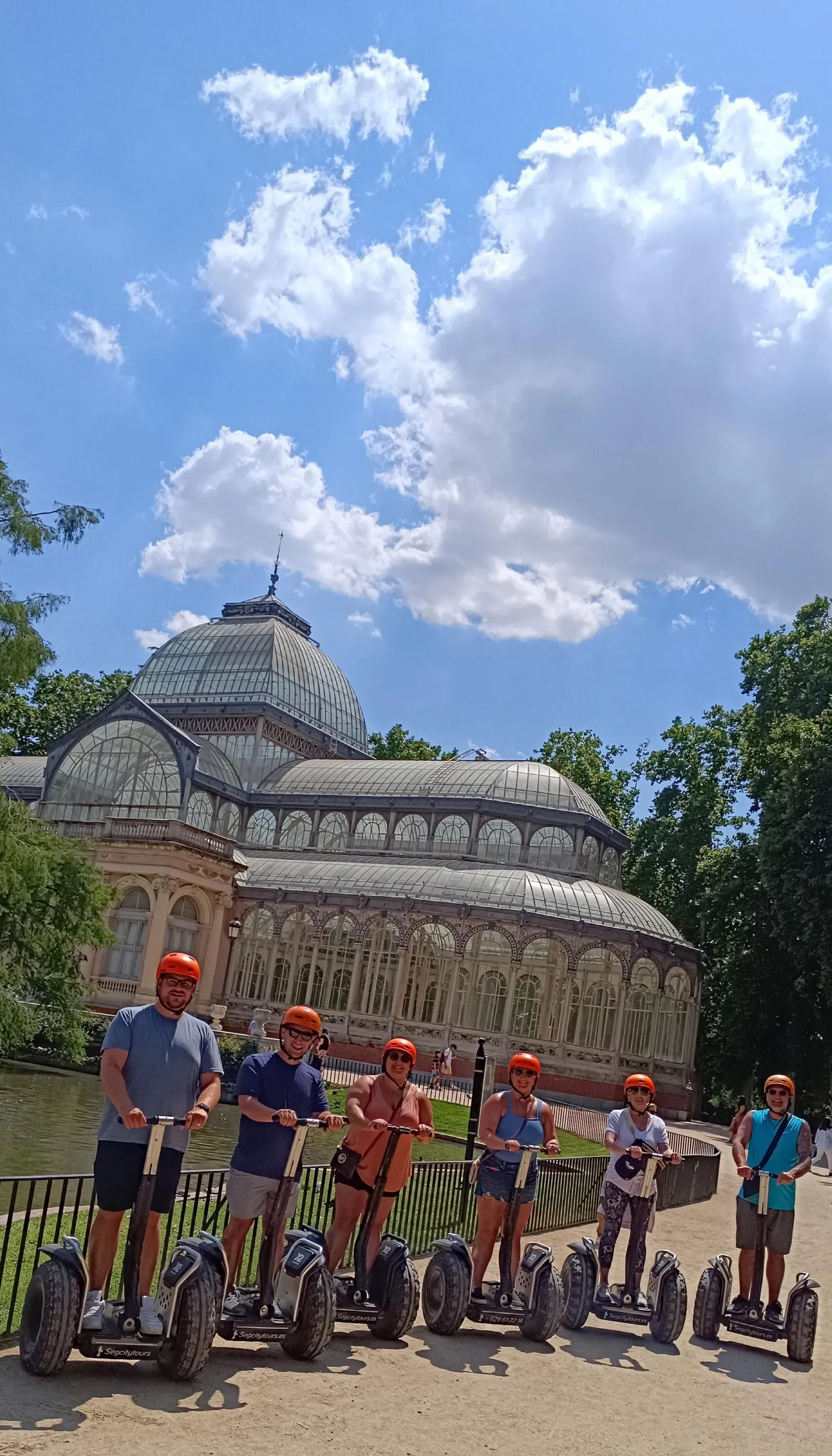 Segway riders outside the Palacio de Cristal in Retiro Park